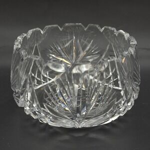 Vtg Bohemian Cut Lead Crystal Bowl Starburst Fan‎ Sawtooth 2.5" Candy Nut Dish